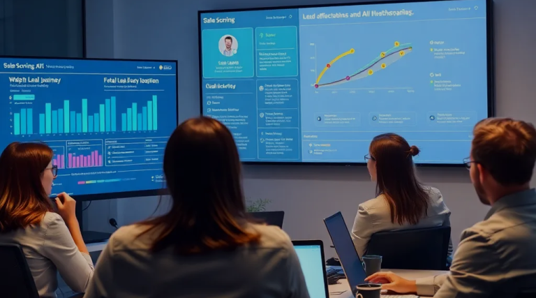 Group discussing sales insights with charts