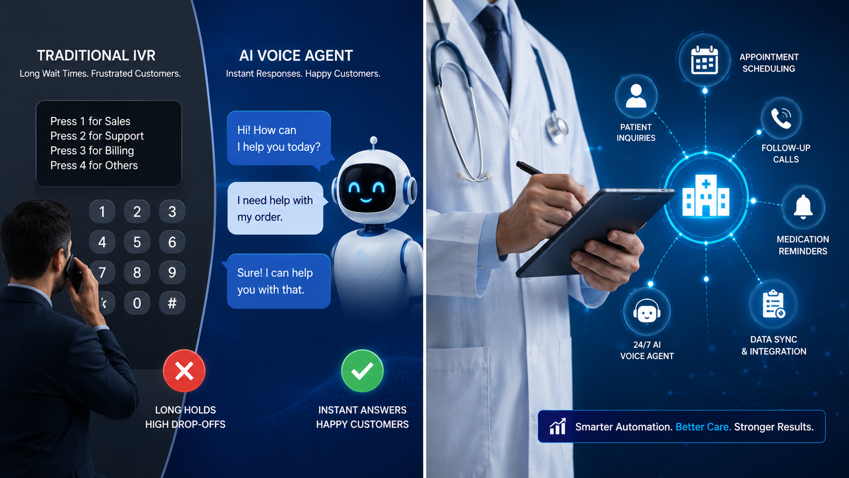  Traditional Support vs AI Voice Agents in Healthcare systems